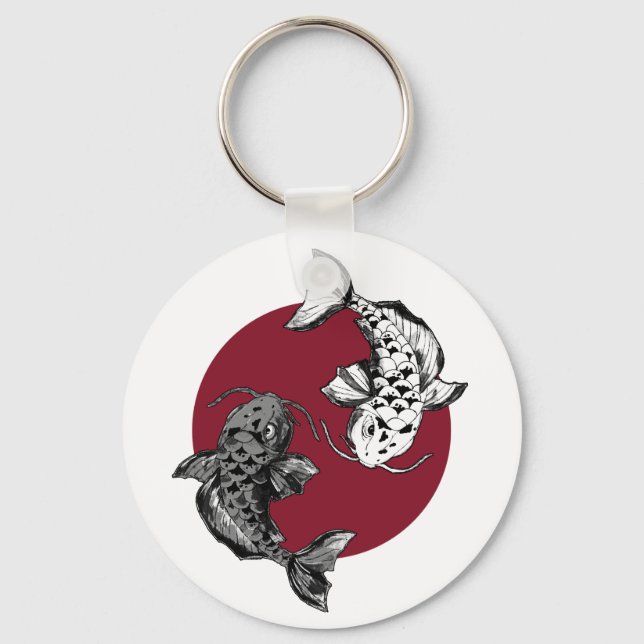 Japanese Koi Fish Circle Keychain (Front)