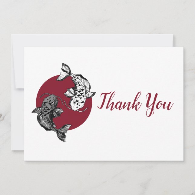 Japanese Koi Fish Circle Thank You Card (Front)