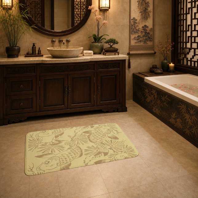 Japanese Koi Fish Customizable Colors Pattern Bath Mat (Creator Uploaded)