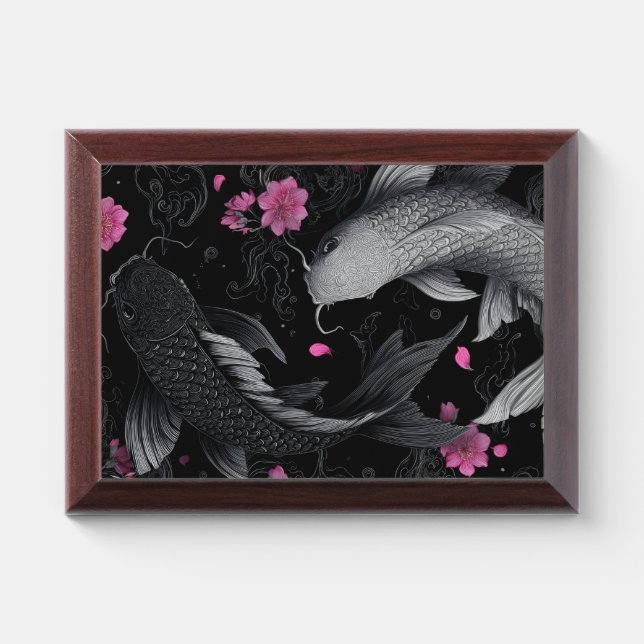 Japanese Koi Fish Dark Mode Award Plaque (Horizontal)