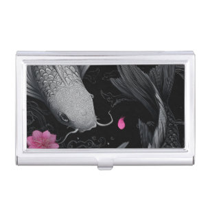 Japanese Koi Fish Dark Mode Business Card Case
