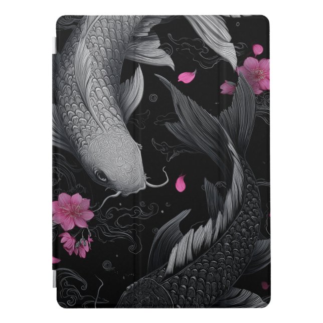 Japanese Koi Fish Dark Mode iPad Pro Cover (Front)