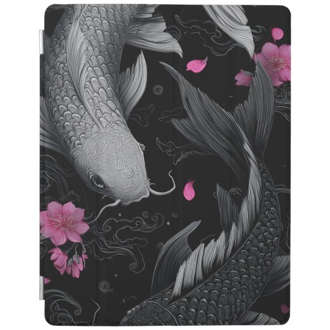 Japanese Koi Fish Dark Mode iPad Smart Cover (Front)