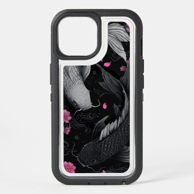 Japanese Koi Fish Dark Mode iPhone 15 Case (Back)