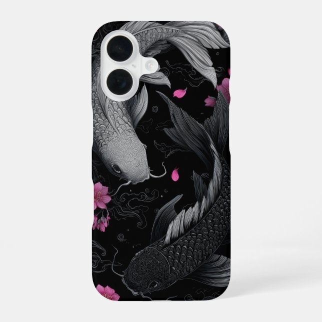 Japanese Koi Fish Dark Mode iPhone Case (Back)