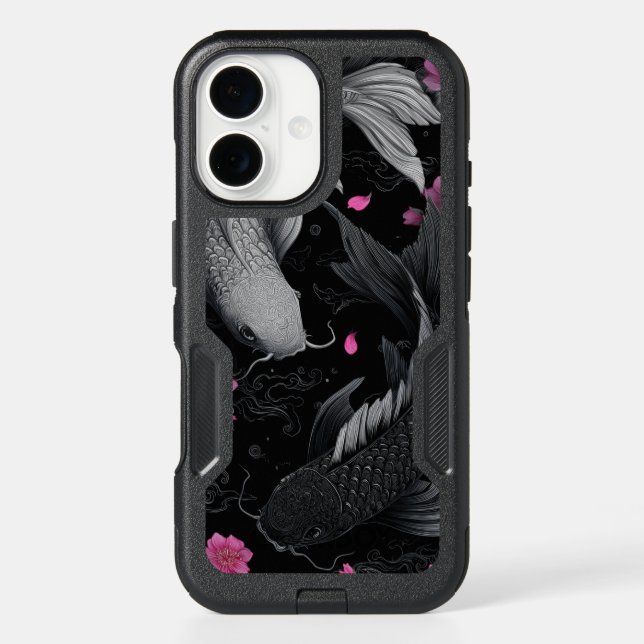 Japanese Koi Fish Dark Mode Otterbox iPhone Case (Back)