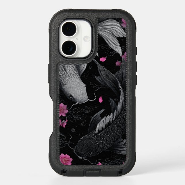 Japanese Koi Fish Dark Mode Otterbox iPhone Case (Back)