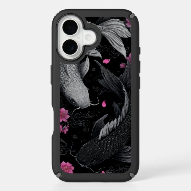Japanese Koi Fish Dark Mode Speck iPhone Case (Front)