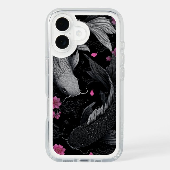 Japanese Koi Fish Dark Mode Speck iPhone Case (Front)