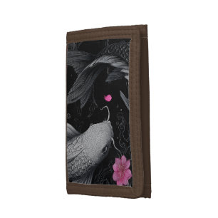 Japanese Koi Fish Dark Mode Tri-fold Wallet