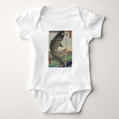 Japanese Koi Fish Festival Flag Antique Baby Bodysuit