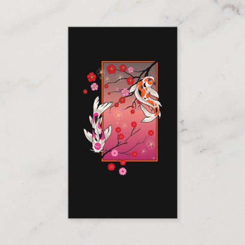 Japanese Koi Fish Flower Art Business Card