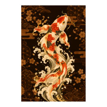 Japanese Koi Fish in Ornate Traditional Patterns