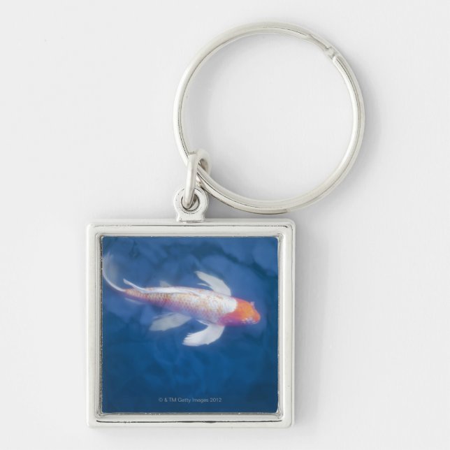 Japanese koi fish in pond, high angle view keychain (Front)