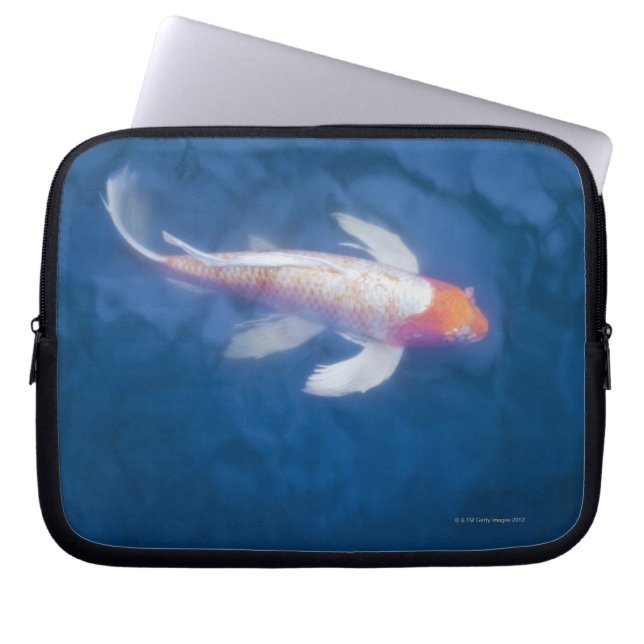 Japanese koi fish in pond, high angle view laptop sleeve (Front)