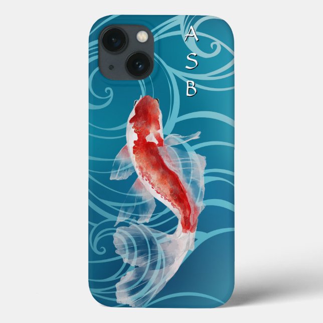 Japanese Koi Fish Oriental Blue Waves Japan Case-Mate iPhone Case (Back)