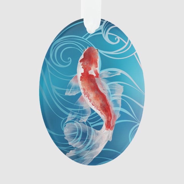 Japanese Koi Fish Oriental Waves Japan Christmas Ornament (Front)