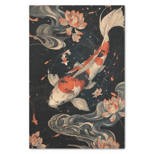 Japanese Koi Fish Painting Decoupage Tissue Paper