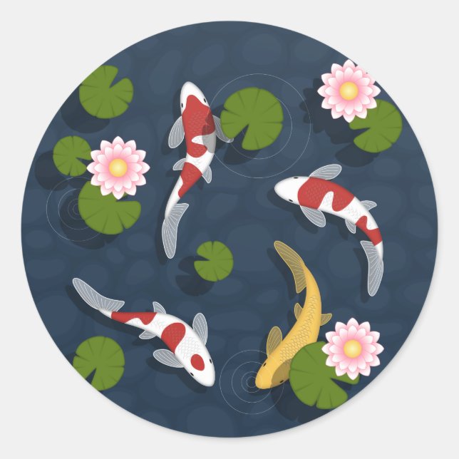 Japanese Koi Fish Pond 2 Classic Round Sticker (Front)