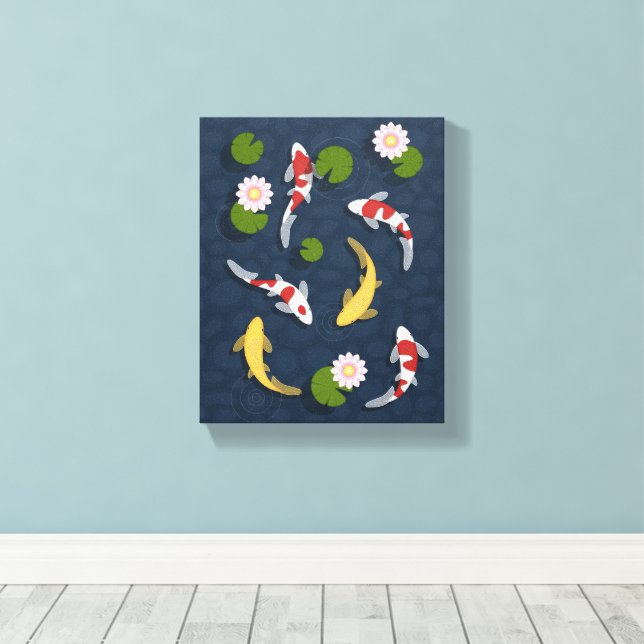 Japanese Koi Fish Pond 3 Canvas Print (Insitu(Wood Floor))