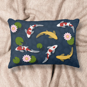 Japanese Koi Fish Pond Accent Pillow