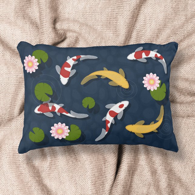Japanese Koi Fish Pond Accent Pillow (Creator Uploaded)