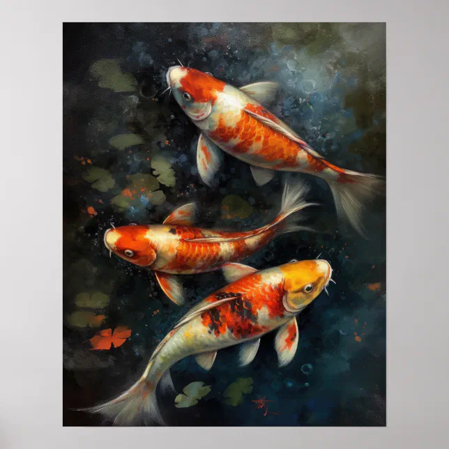 Japanese Koi Fish Pond Art Print Poster | Zazzle