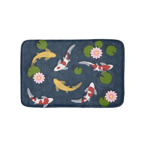 Japanese Koi Fish Pond Bathroom Mat