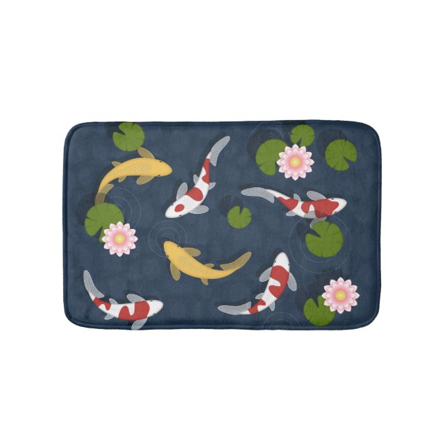 Japanese Koi Fish Pond Bathroom Mat (Front)
