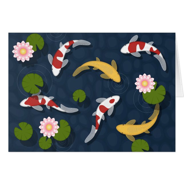 Japanese Koi Fish Pond Blank Cards (Front Horizontal)