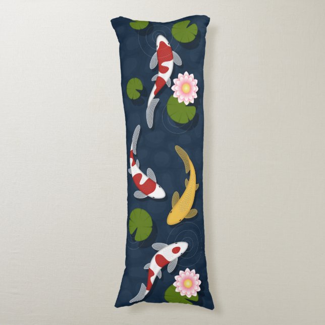 Japanese Koi Fish Pond Body Pillow (Front Vertical)