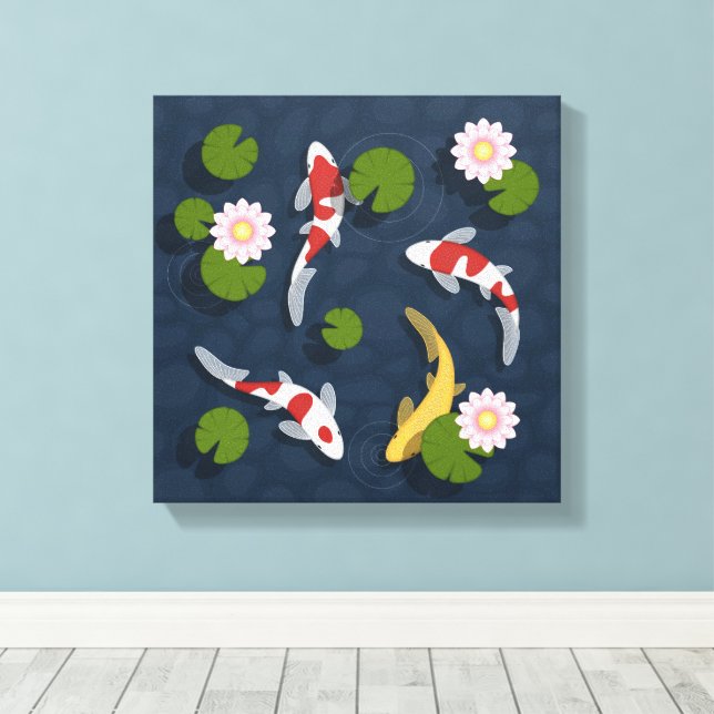 Japanese Koi Fish Pond Canvas Print (Insitu(Wood Floor))