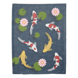 Japanese Koi Fish Pond Duvet Cover