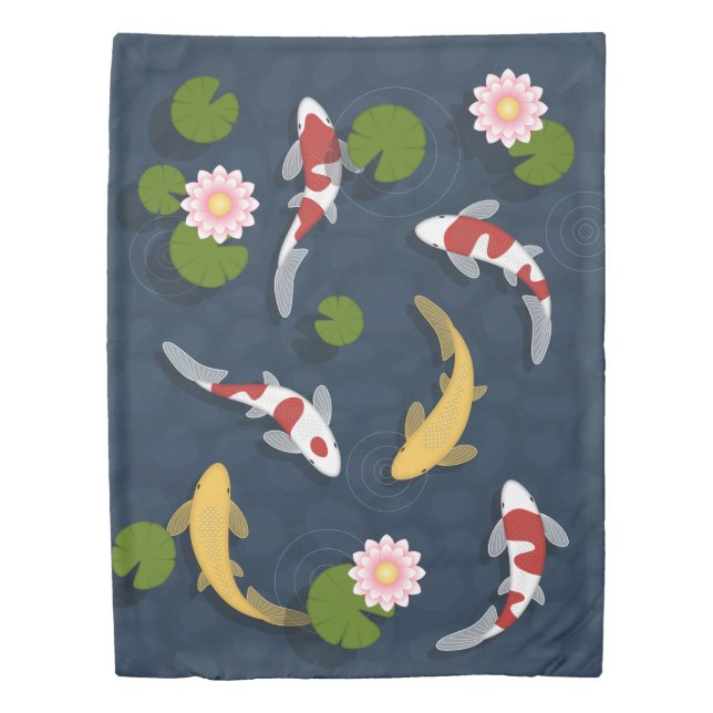 Japanese Koi Fish Pond Duvet Cover (Front)