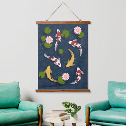 Japanese Koi Fish Pond Hanging Tapestry