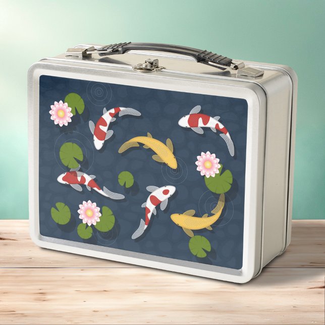 Japanese Koi Fish Pond Metal Lunch Box (Creator Uploaded)