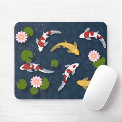 Japanese Koi Fish Pond Mouse Pad