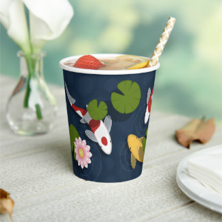 Japanese Koi Fish Pond Paper Cups