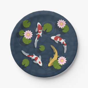 Japanese Koi Fish Pond Paper Plates