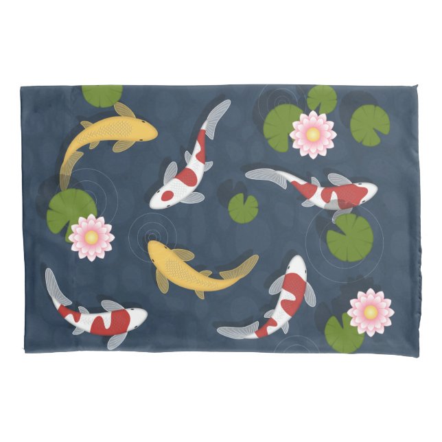 Japanese Koi Fish Pond Pillow Case (Front)