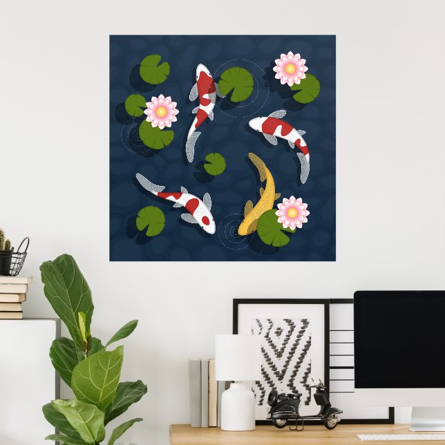 Japanese Koi Fish Pond Poster (Home Office)