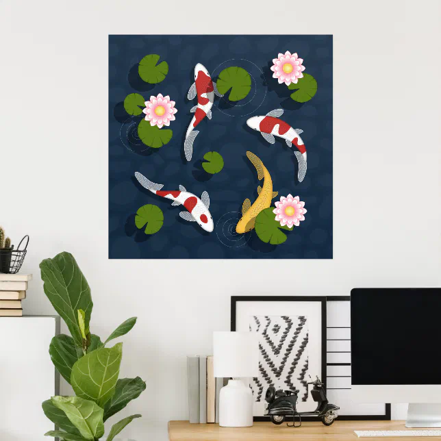 Japanese Koi Fish Pond Poster | Zazzle