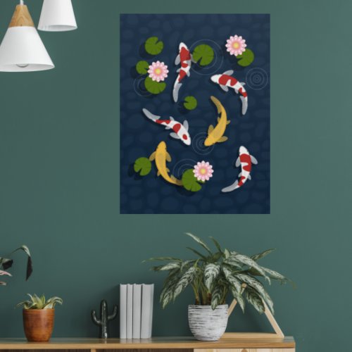 Japanese Koi Fish Pond Poster