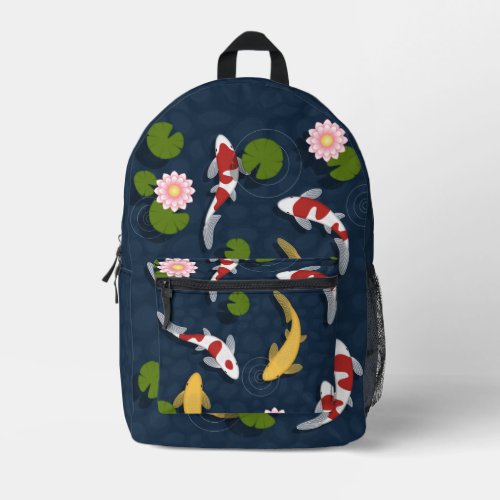 Japanese Koi Fish Pond Printed Backpack