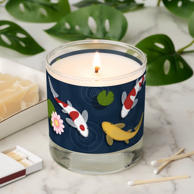 Japanese Koi Fish Pond Scented Candle (Lit)