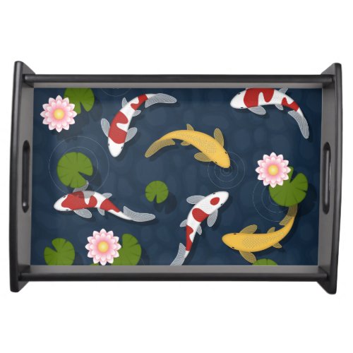 Japanese Koi Fish Pond Serving Tray