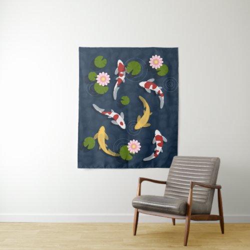 Japanese Koi Fish Pond Tapestry