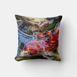 Japanese Koi Fish Pond Throw Pillow