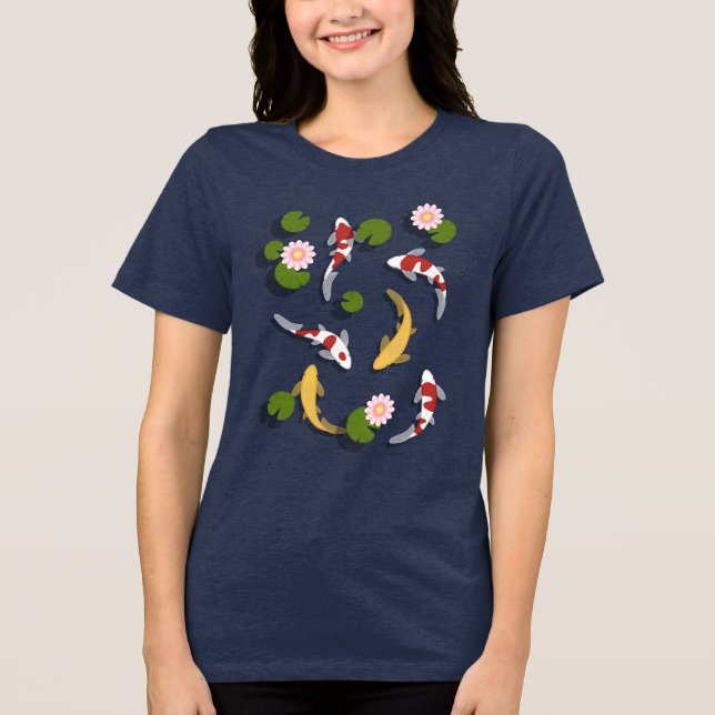 Japanese Koi Fish Pond Tri-Blend Shirt (Front)