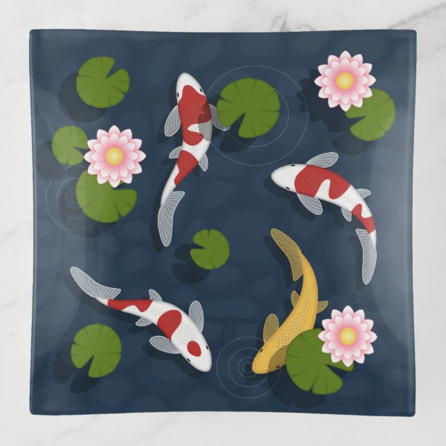 Japanese Koi Fish Pond Trinket Tray (Front)